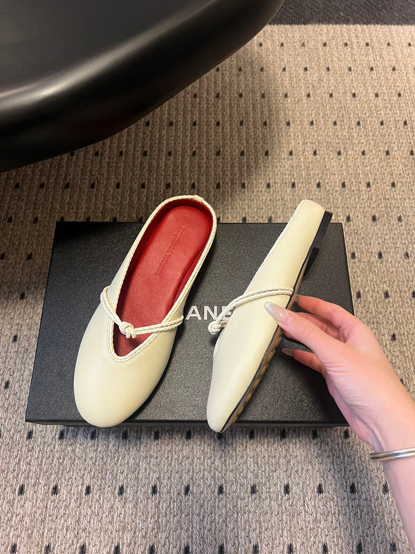 BV 26s Flats Mules Cream White Calfskin