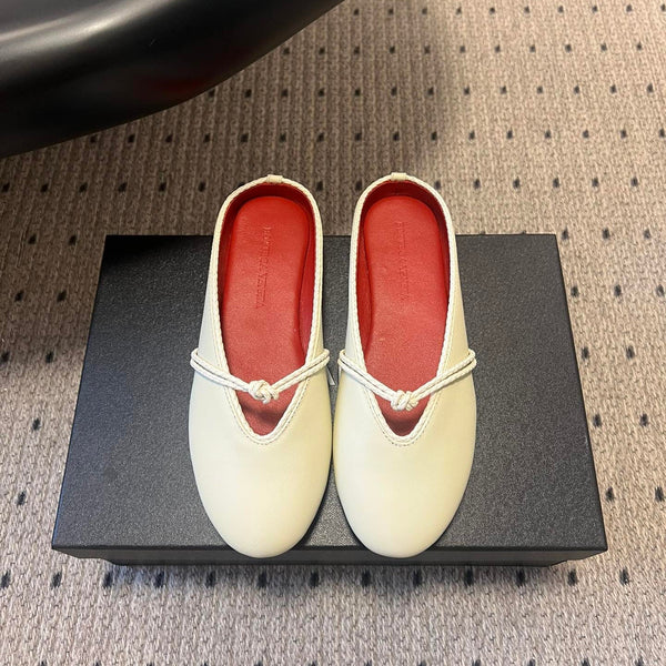 BV 26s Flats Mules Cream White Calfskin