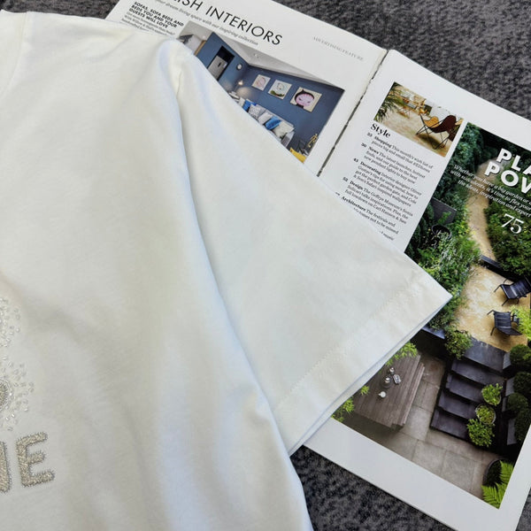 Celine Triomphe Studs T-shirt Black White Cotton 350643