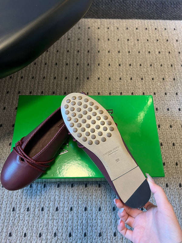 BV 26s Espadrille Ballet Flats Dark Red Lambskin