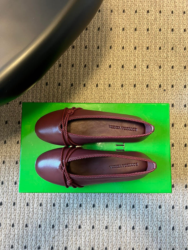 BV 26s Espadrille Ballet Flats Dark Red Lambskin