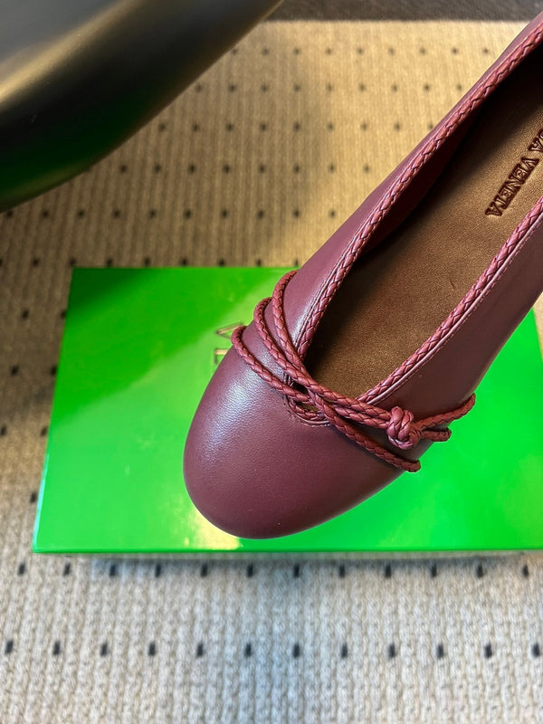 BV 26s Espadrille Ballet Flats Dark Red Lambskin