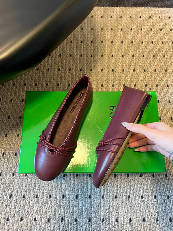 BV 26s Espadrille Ballet Flats Dark Red Lambskin