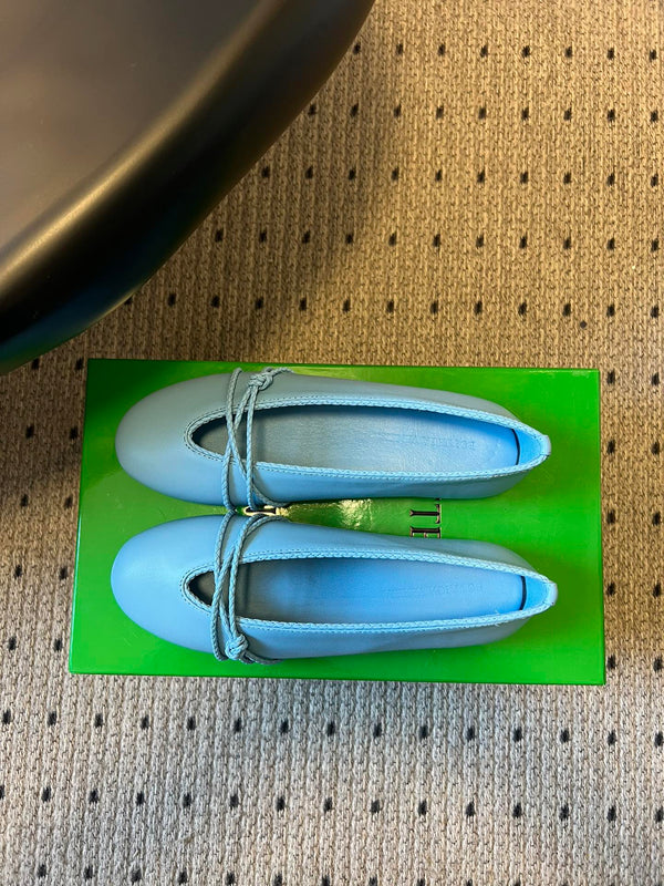 BV 26s Espadrille Ballet Flats Blue Lambskin