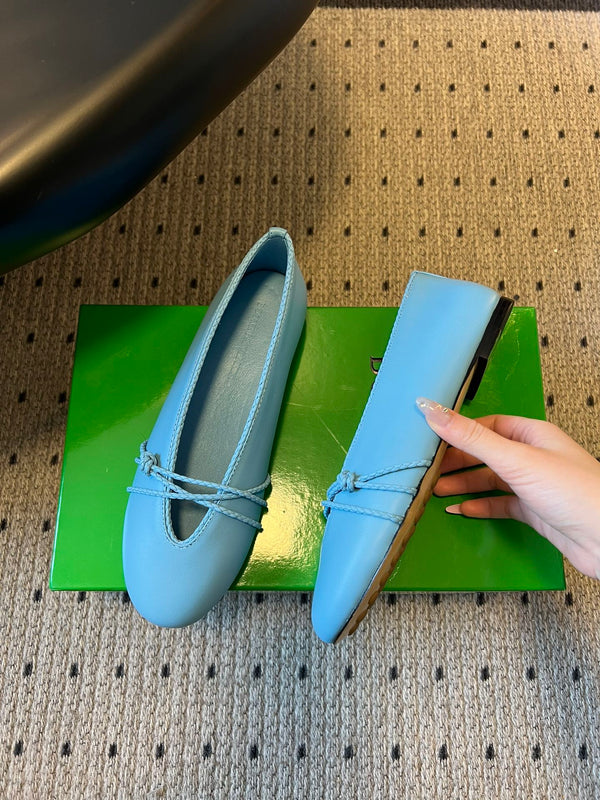 BV 26s Espadrille Ballet Flats Blue Lambskin