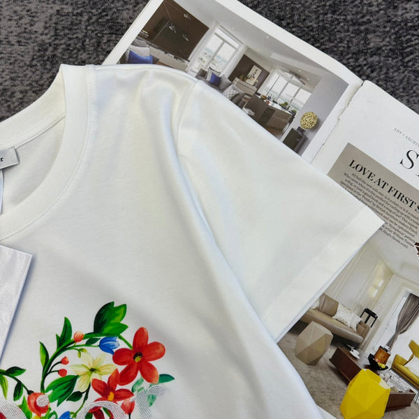 CD SS26 T-shirt à manches courtes Cœur floral en coton 350887