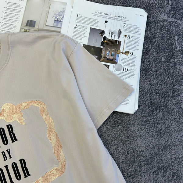 CD SS26 Book Cover Oversized T-Shirt Beige Cotton 350726