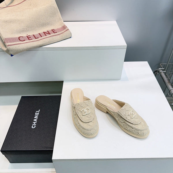 CC Mocassins Demi-chaussons Sandales Laine de mouton Beige 628647