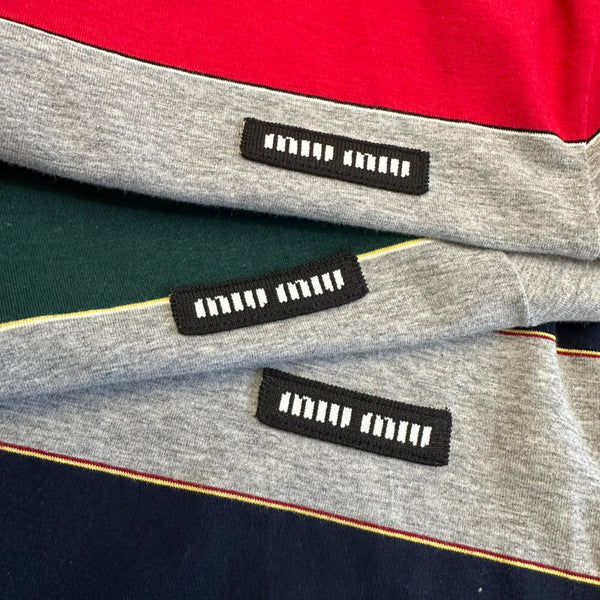 Miu SS26 Striped Jersey Polo Shirt Cotton 350620
