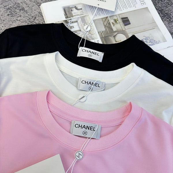 Chanel 2026 T-shirt Noir Rose Blanc Coton 359316