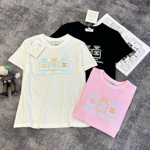 Chanel 2026 T-shirt Noir Rose Blanc Coton 359316