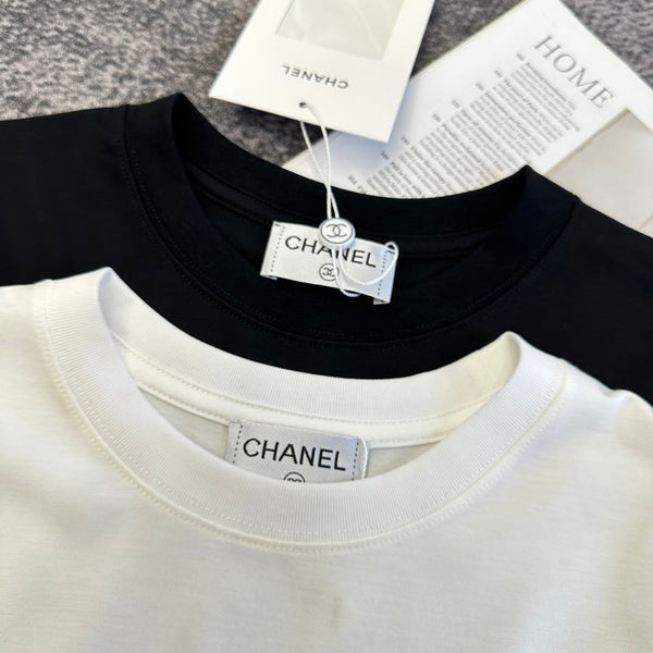 T-Shirt Chanel 2026 Fleur Coton Noir et Blanc 359322