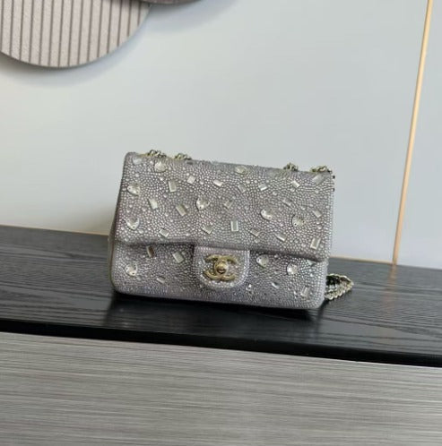 CC 2026 Bag 21cm Strass Leather