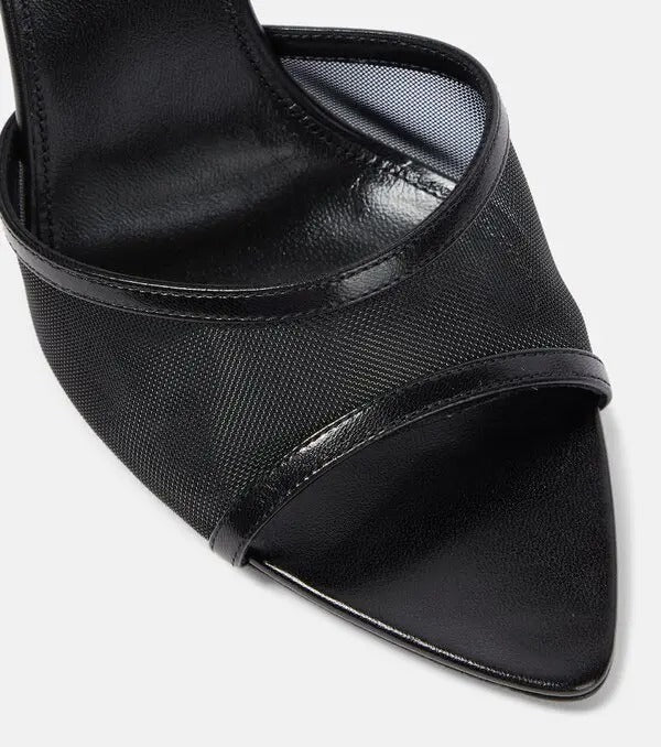Missy 110 Black Leather Trimmed Mesh Sandals