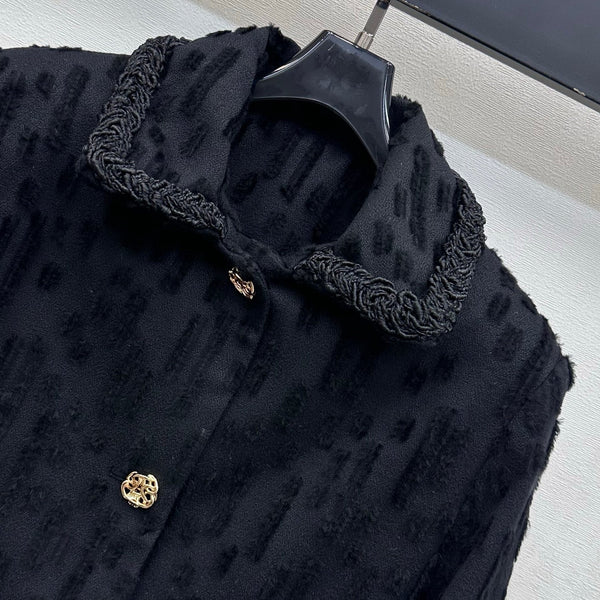 CC 26B Textured Wool Jacket With Collar Black 444356