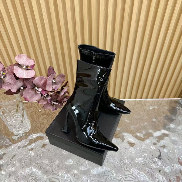 YSL Ankle Boots 90mm Black Patent Leather
