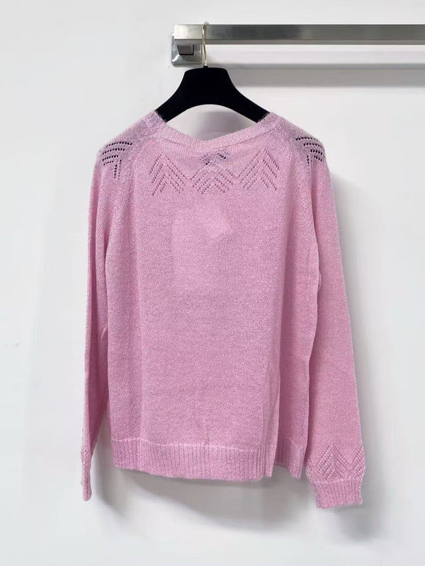 CC 2026 Long-Sleeved Sweater Pink Wool