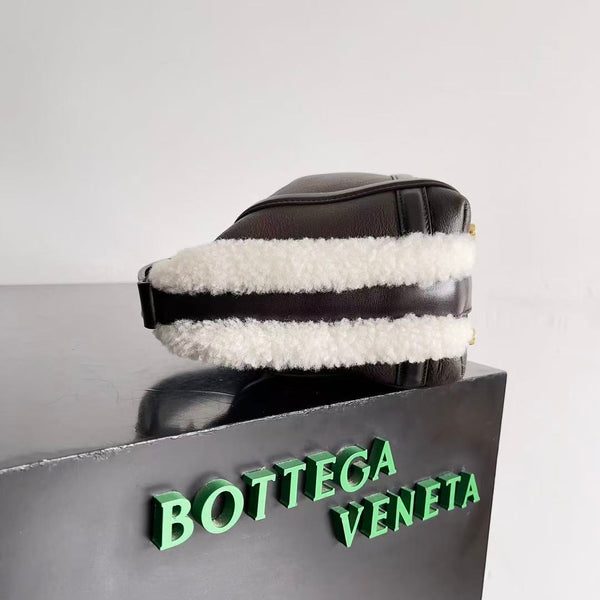 BV Wallace Mini Bag Brown White Lamb Fur Leather