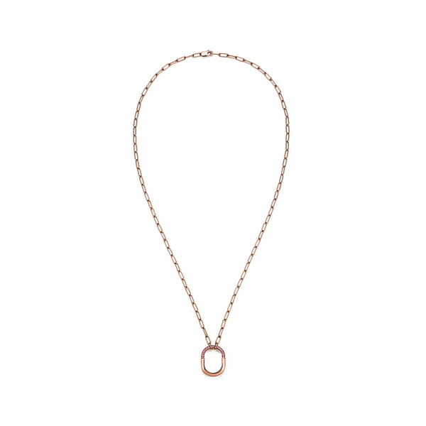 COLLANA IN ORO ROSA CON CIONDOLO PICCOLO CON DIAMANTI ROSA