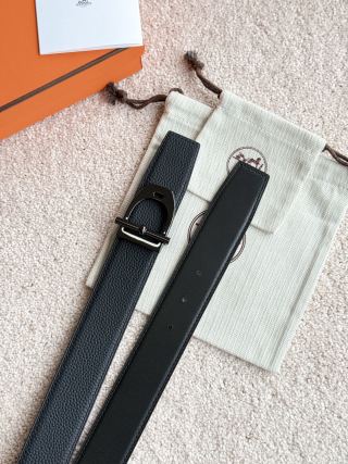 HM Buckle Belt Black Calfskin 187504