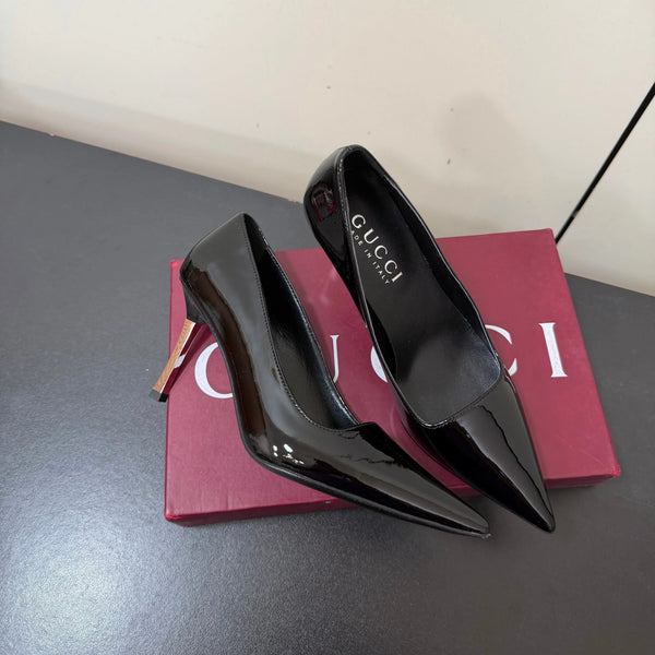 GG 26s Pointed Toe Pumps 8.5cm Patent Calfskin