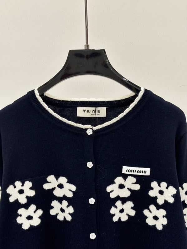 Miu 2026 Crew-Neck Embroidered Cardigan Wool 431814