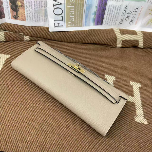 HM Kelly Cut 31 Crimson Beige Epsom Leather Gold Hardware