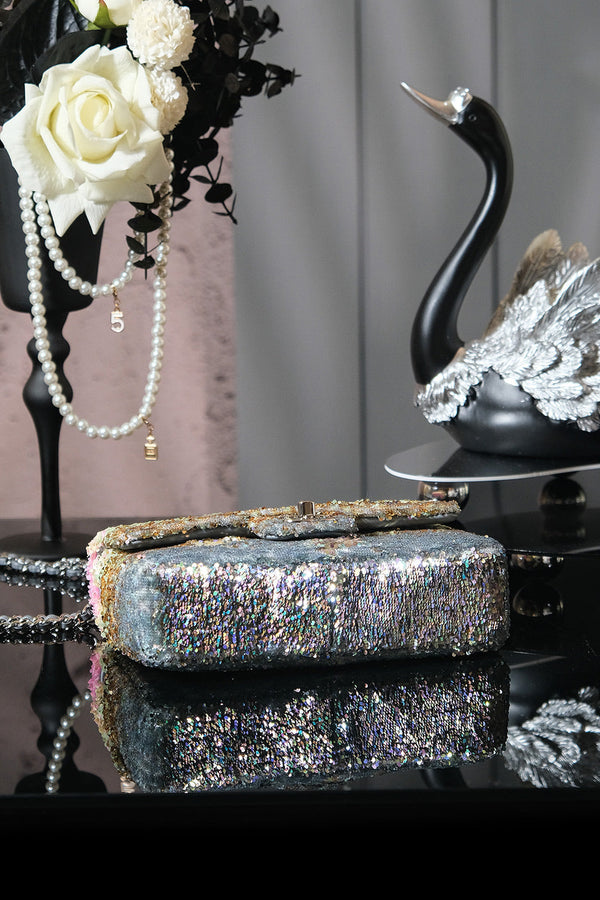 CC 2026 Flap Bag 21cm Multicolors Sequin Leather