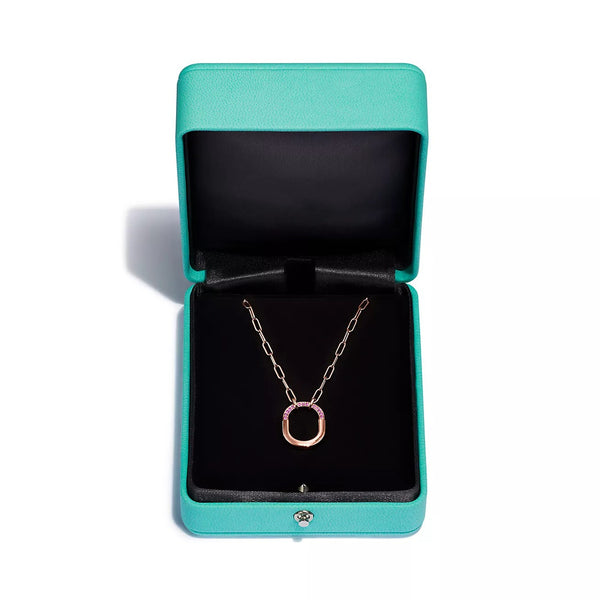 COLLANA IN ORO ROSA CON CIONDOLO PICCOLO CON DIAMANTI ROSA