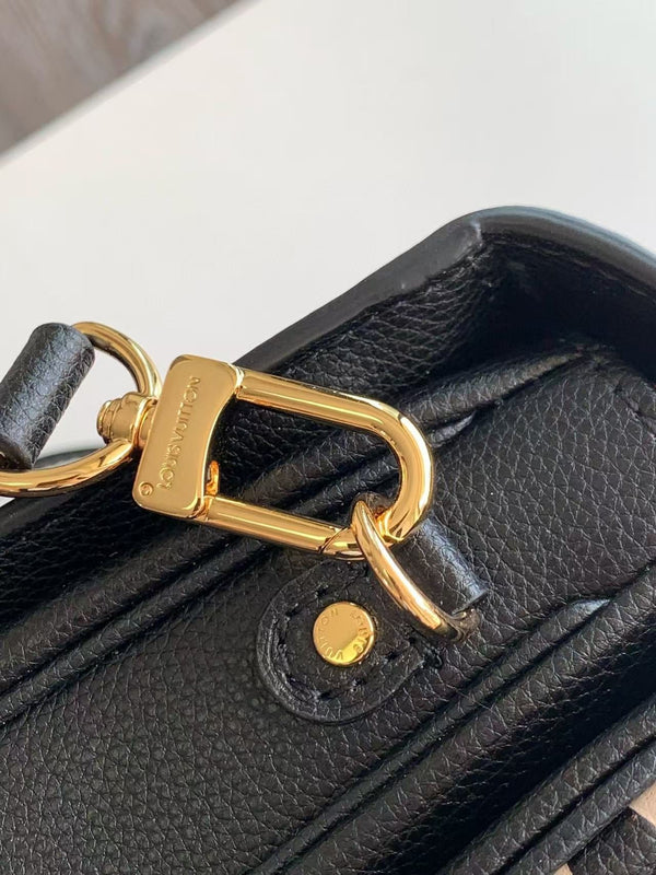 LV M45773 Pochette Métis Bag 25cm Black Beige Monogram Embossed Cowhide