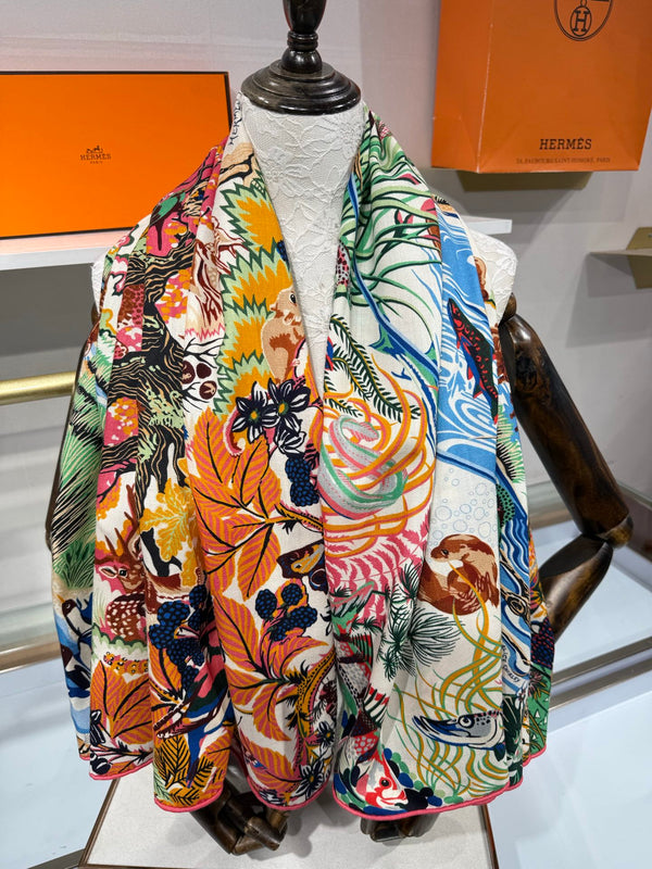 HM 2026 Rewilding Nature Scarf 140cm Cashmere Silk 217528