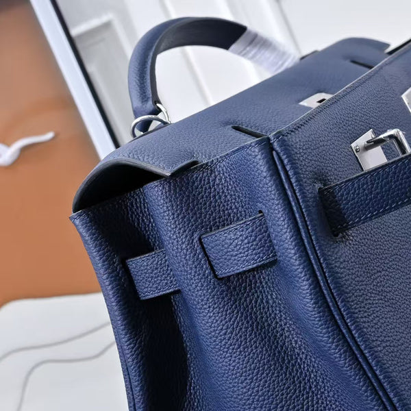 HM Kelly 42cm For Men Navy Blue Togo Leather Sliver Hardware (Need 25 days to produce)