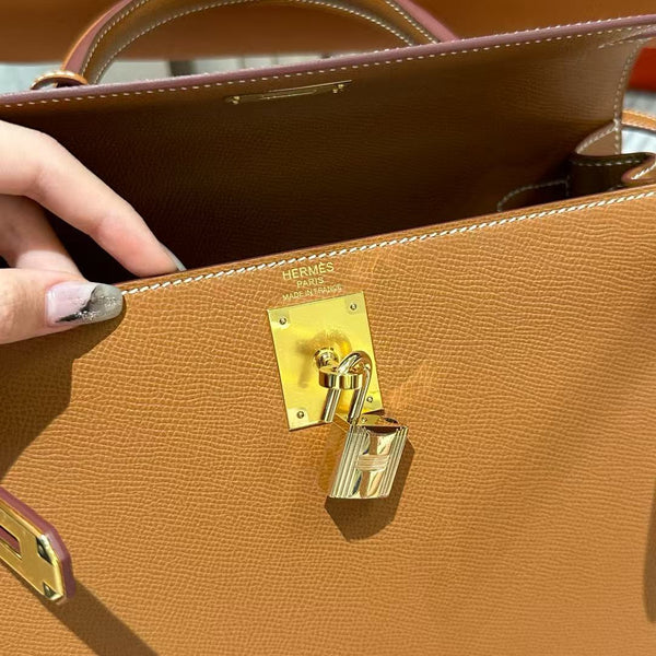 HM Mini Kelly 28cm Caramel Coating Togo Leather Gold Hardware