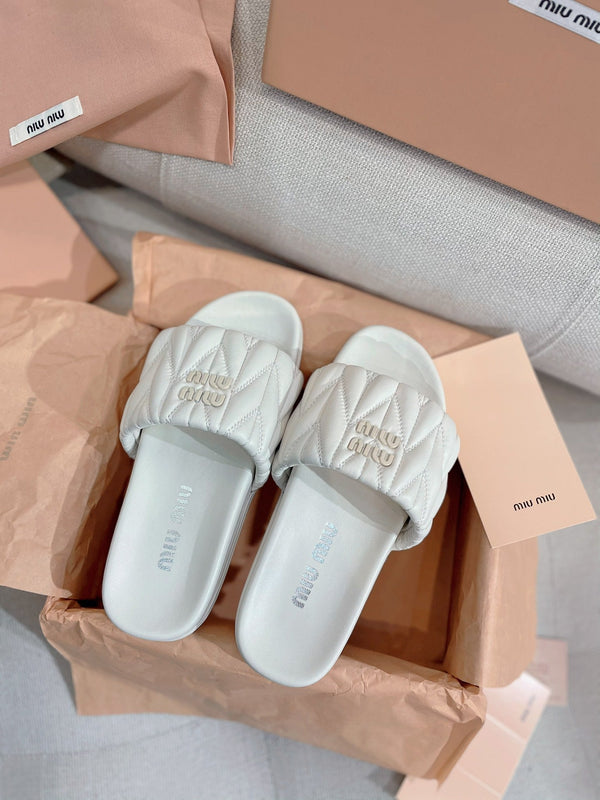 Miu 2026 Quilted Sandals Lambskin 155488
