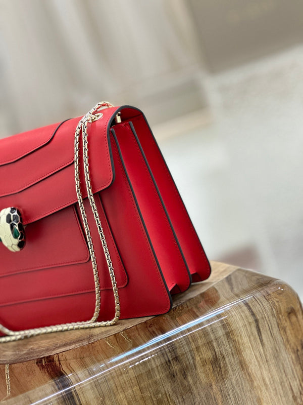 BVL Serpenti Forever Shoulder Bag 28cm Red Cowhide GHW 188667