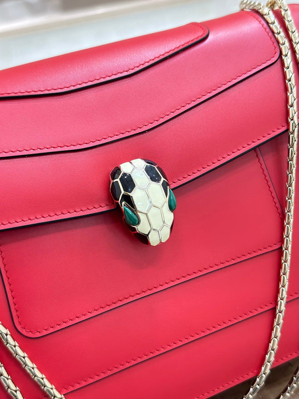 BVL Serpenti Forever Shoulder Bag 28cm Red Cowhide GHW 188667