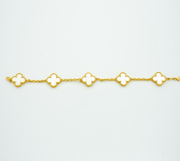 CLOVER BRACELET 5 MOTIFS WHITE MOP
