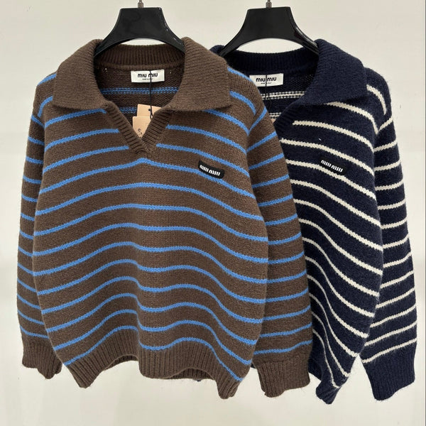 Miu 2026 Striped Polo Sweater Wool 431813