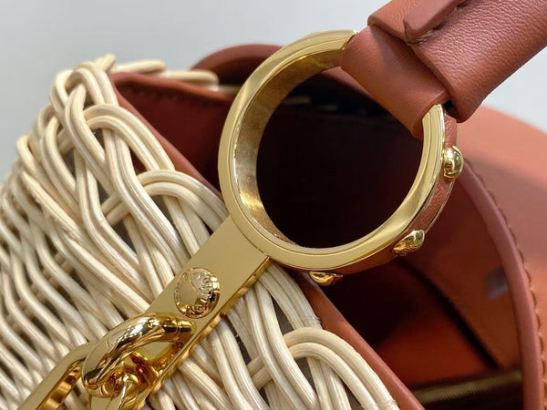 LV Capucines BB Top Handle in pelle di mucca e rattan HW