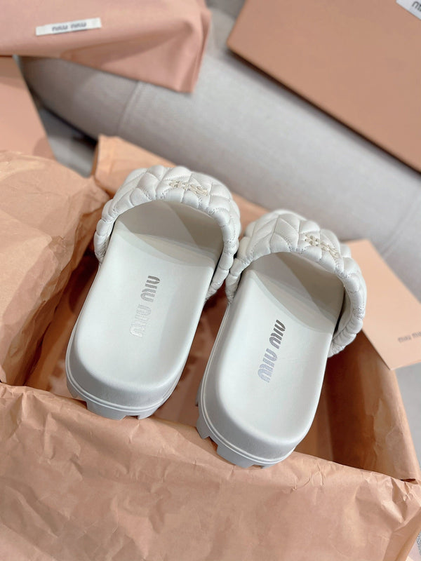 Miu 2026 Quilted Sandals Lambskin 155488