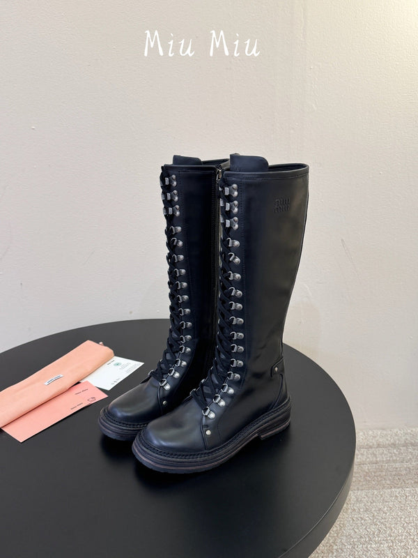 Miu 26s High Hiking Boots Calfskin