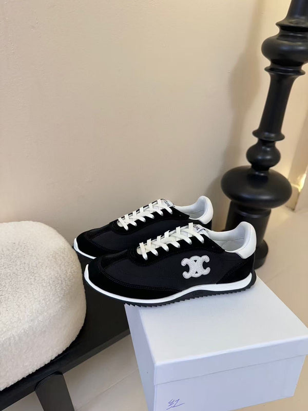Celine Racer Low Top Sneaker Black White Suede Calfskin