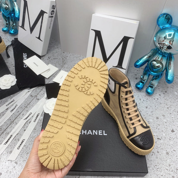 CC 2026 Shiny Lace Up Ankle Sneakers Leather 162211