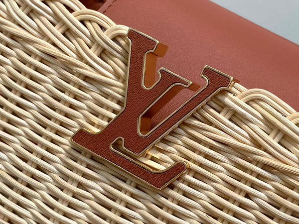 LV Capucines BB Top Handle in pelle di mucca e rattan HW