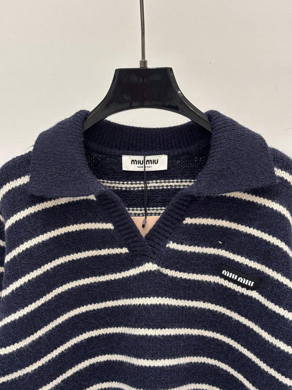 Miu 2026 Striped Polo Sweater Wool 431813
