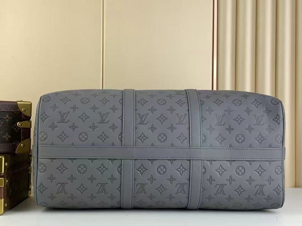 LV Keepall 50B Anthracite Grey Monogram Shadow Calfskin