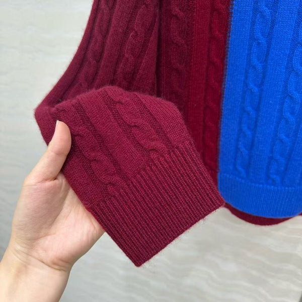 LOEWE Layered cable-knit wool sweater with logo