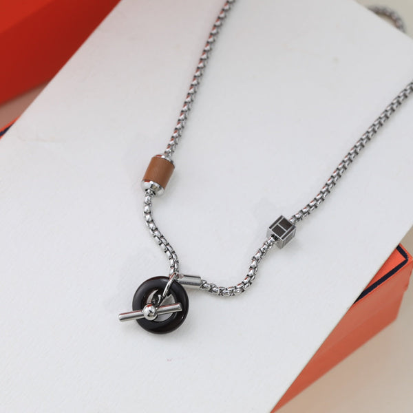 COLLANA IN ARGENTO HM BLACK CIRCLE