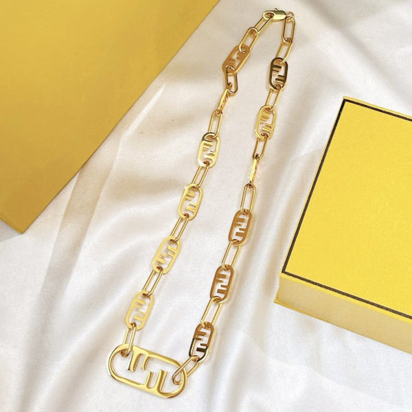 FF LOGO MOTIF GOLD NECKLACE