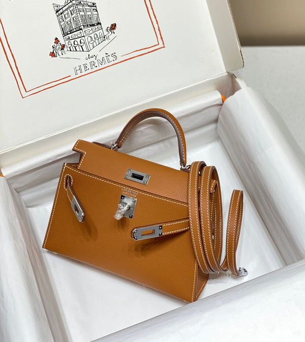 HM KELLY MINI 20 FERRAMENTA EPSOM ARGENTO MARRONE DORATO